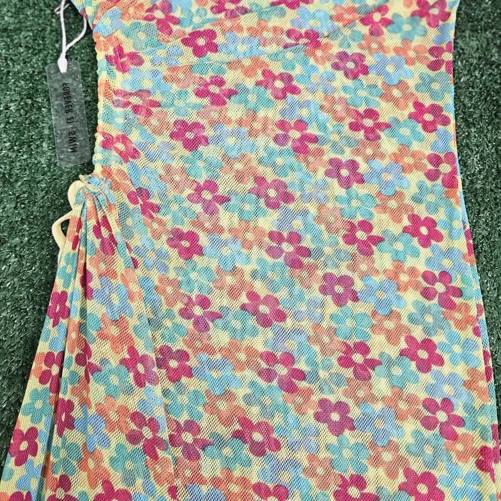 NWT Forever 21 Cover up Dress Womens L Floral Slit Open Side